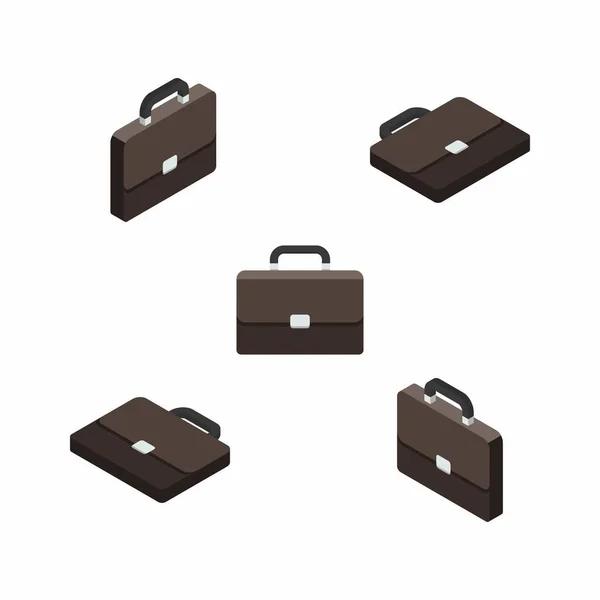 Briefcase Isometric Flat White Background Icon Vector Flat Style Vector — Stock Vector