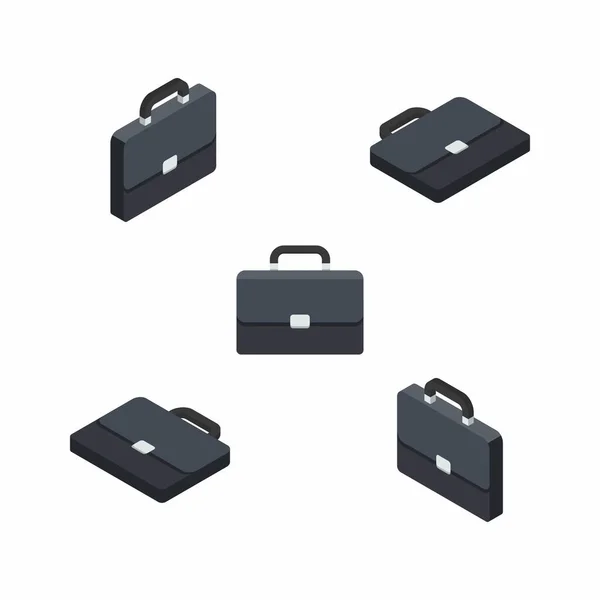 Briefcase Isometric Flat White Background Icon Vector Flat Style Vector — Stock Vector