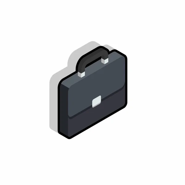 Briefcase Right View Black Stroke Shadow Icon Vector Isometric Flat — Stock Vector