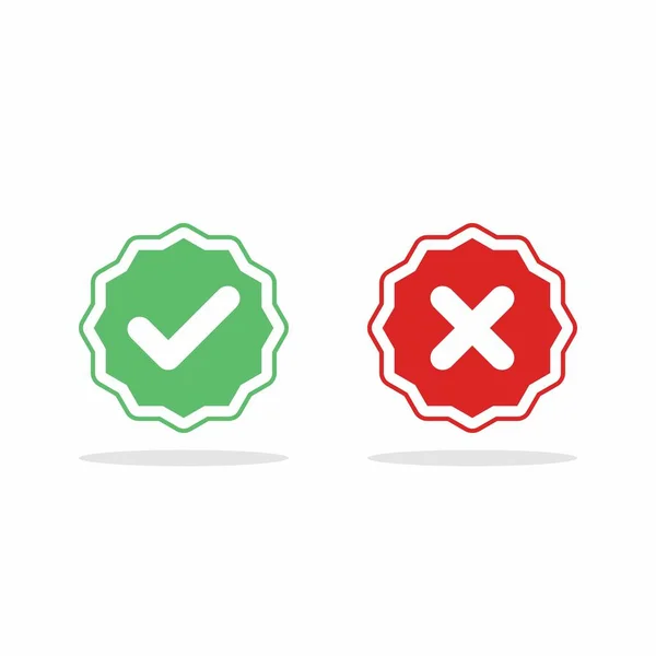 İşaretle ve yanlış işaretle, işaretle, işaretle / işaretle, kabul et / reddet, onayla / onayla, evet / hayır, doğru / yanlış, yeşil / kırmızı, doğru / yanlış, OK / Not Ok - vektör sembolleri yeşil ve kırmızı. İzole edilmiş simge.
