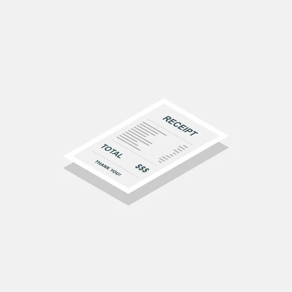 Papel Recibo Cheque Factura Recibo Efectivo Diseño Trazo Blanco Sombra — Vector de stock