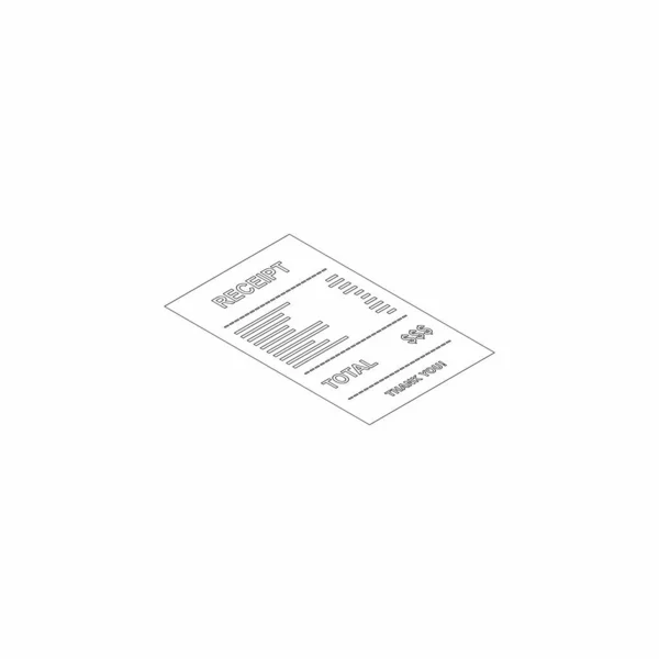Stvrzenka Účtenka Faktura Účtenka Černé Obrysy Izometrická Ikona Vpravo Stvrzenka — Stockový vektor