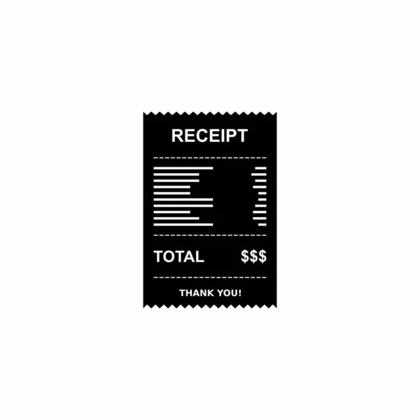现金收据 白色的轮廓设计 孤立的图标 商店收据或帐单 凭税款 桶支票 销售收据或现金收据打印 — 图库矢量图片