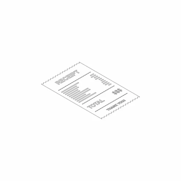 Stvrzenka Účtenka Faktura Účtenka Černé Obrysy Izometrická Ikona Vpravo Stvrzenka — Stockový vektor