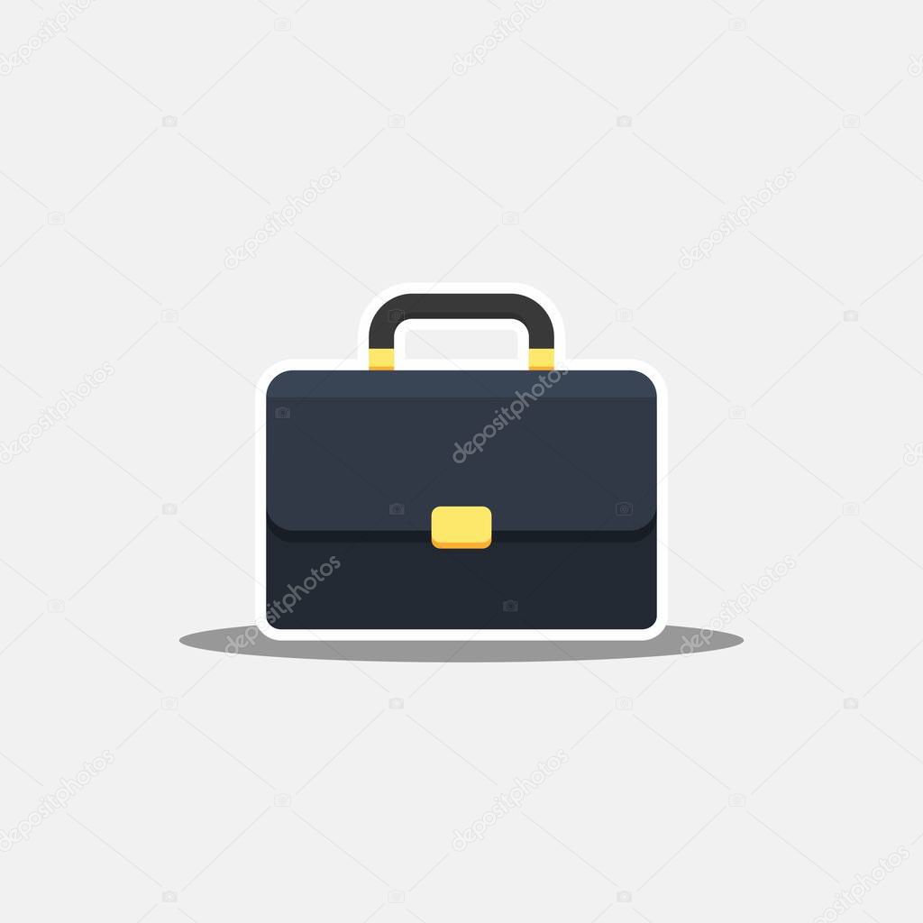 Briefcase White Stroke and Shadow icon vector isolated. Flat style vector illustration.