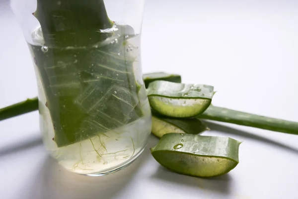 Aloe vera Gel que tiene ambas sustancias para curar cicatrices y se utiliza para producir bebidas saludables o cosméticos que son buenos para la piel — Foto de Stock