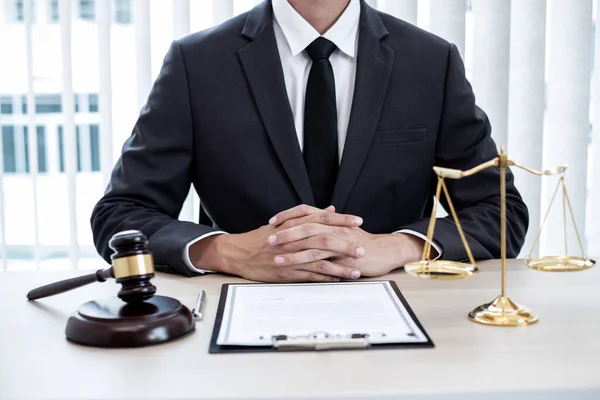 Professional Male Lawyers Work Law Office Scales Scales Justice Judges — Stock Photo, Image