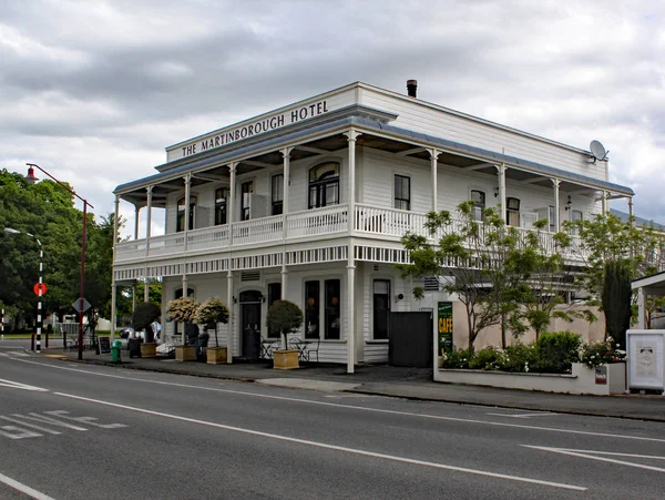 Hotel Martinbourough. Wspaniały wiktoriański hostelry w Hiri Nowej Zelandii kraju uprawy winorośli. — Zdjęcie stockowe