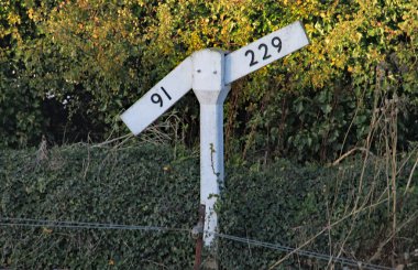 West Somerset mirası demiryolu nun demiryolu nun yanında bir seviye veya degrade işareti.