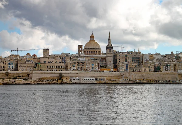 Velletta Malta Skyline Una Giornata Clody Sliema Vista Dominata Dalla — Foto Stock