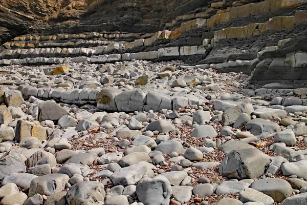 Rocks Kilve Beach East Quantoxhead Somerset Inghilterra Strati Roccia Risalenti — Foto Stock