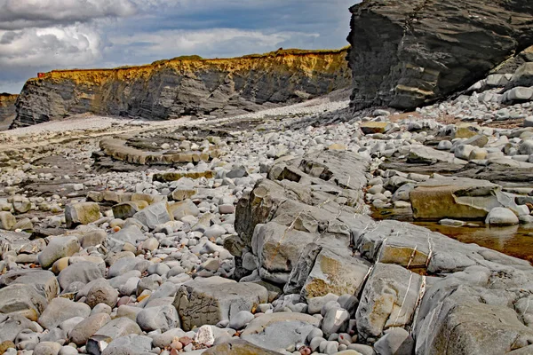 Rocks Kilve Beach East Quantoxhead Somerset Angleterre Les Couches Stratifiées — Photo