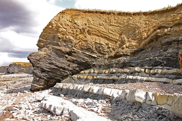 Les Falaises Kilve Beach Près East Quantoxhead Dans Somerset Angleterre — Photo