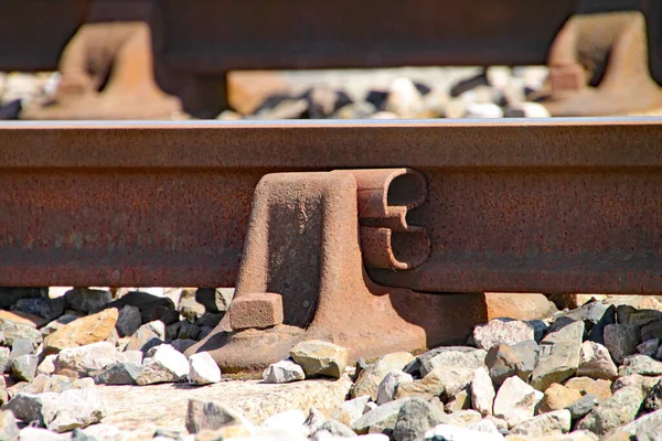 Zavřít Rezavou Železniční Trať — Stock fotografie