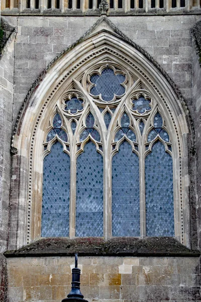 Ett Dekorativt Målat Glasfönster Wells Cathedral Somerset — Stockfoto
