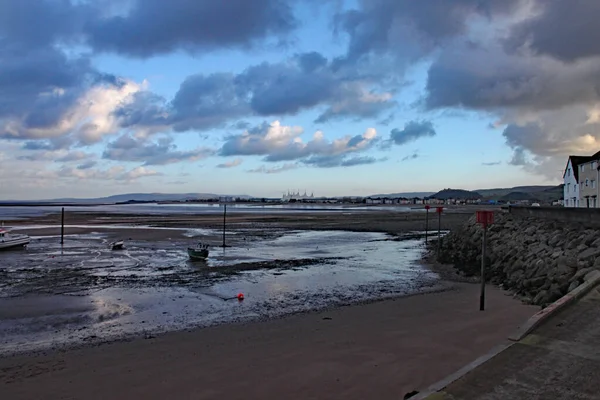 Boats Harbour Minehead Somerset Tide Out Sky Stormy — Stock Photo, Image