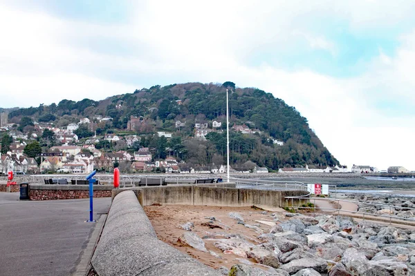 Una Vista Colina Porlock Exmoor Desde Explanada Minehead Somerset — Foto de Stock