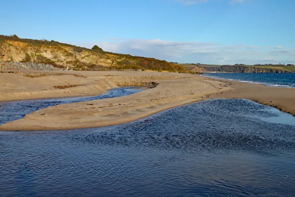 Het Strand Bij Carlyon Bay Cornwall Vlakbij Het Verlaten Cornwall — Stockfoto