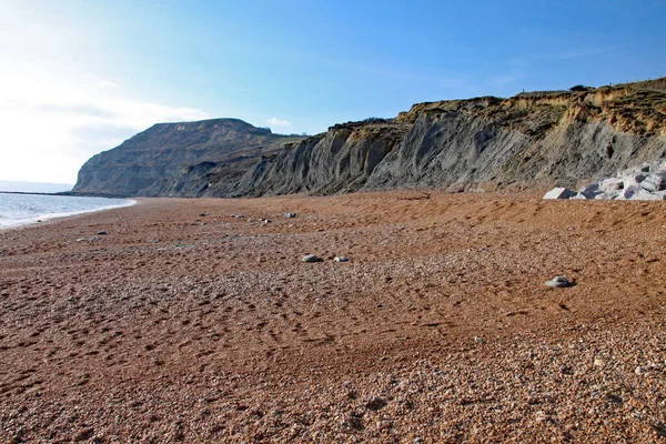 Stranden Vid Den Engelska Staden Seatown Dorset Jurassic Kusten Mellan — Stockfoto