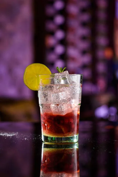 Strawberry Mojito (no alcohol) Cocktail on the Bar Counter