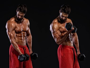 Güçlü Kas Erkekler Dumbbells ile Egzersiz