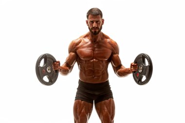 Güçlü kas geliştirici vücut geliştirme egzersizi. Boşluğu Kopyala