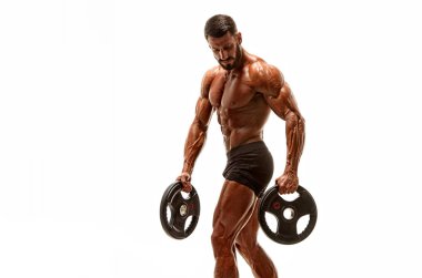 Güçlü kas geliştirici vücut geliştirme egzersizi. Boşluğu Kopyala