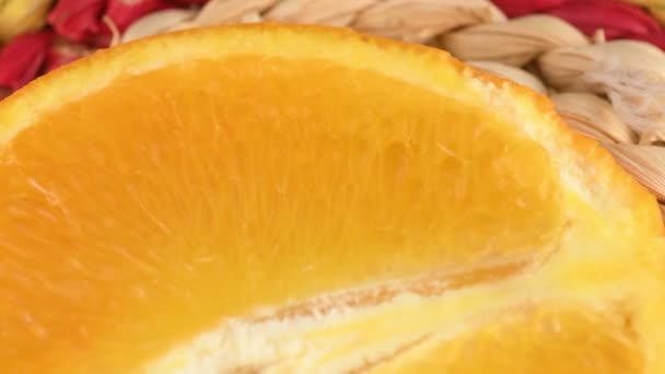 Hermoso Macro Detalle Naranja Rodajas — Vídeos de Stock