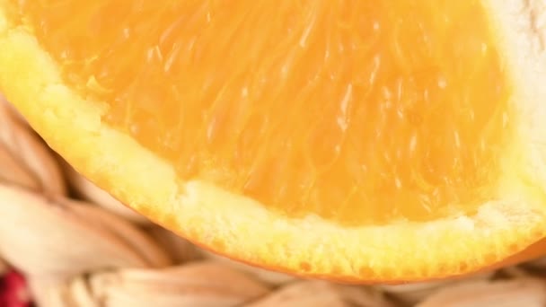 Nádherné Makro Detail Plátky Pomeranče — Stock video