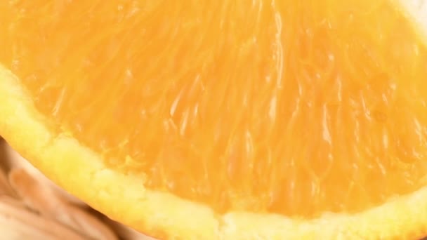 Güzel Makro Ayrıntı Dilimlenmiş Portakal — Stok video