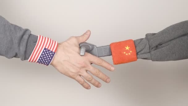Vriendschap Tussen China Handdruk — Stockvideo