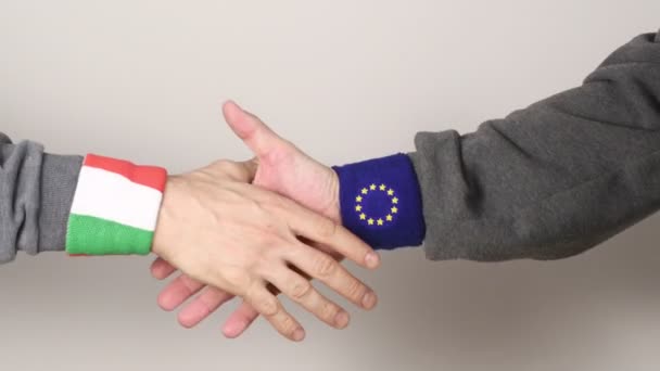 Дружба Італії Європейському Союзі Рукостискання — стокове відео