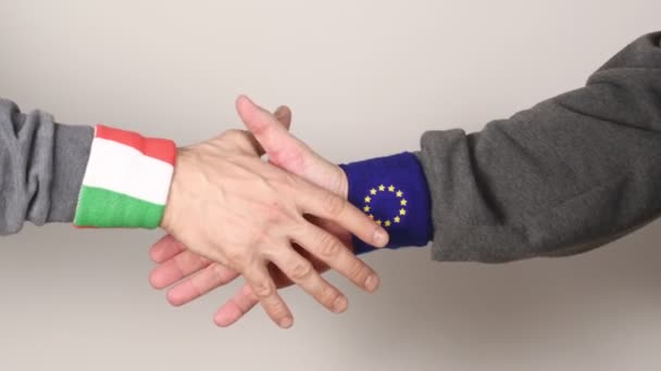 Italië Vriendschap Van Europese Unie Handdruk — Stockvideo