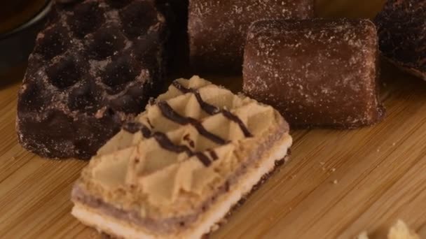 Waffles Chocolate Vista Perto — Vídeo de Stock