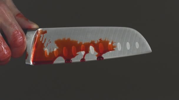 Makro Detail Eines Blutigen Messers — Stockvideo