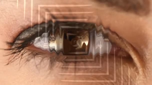 Reconhecimento Óptico Futurista Uma Mulher — Vídeo de Stock