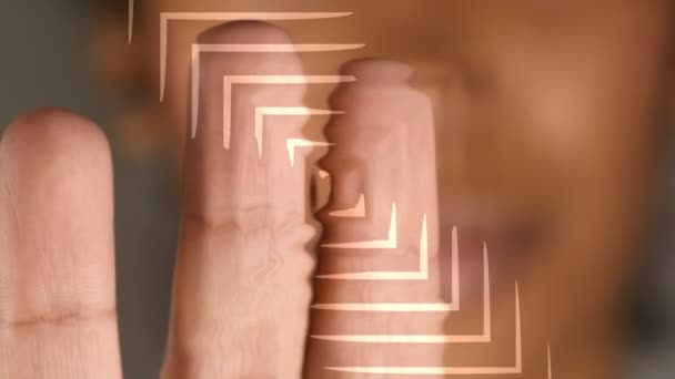 Futuristiskt Digitalt Erkännande Med Fingeravtryck — Stockvideo