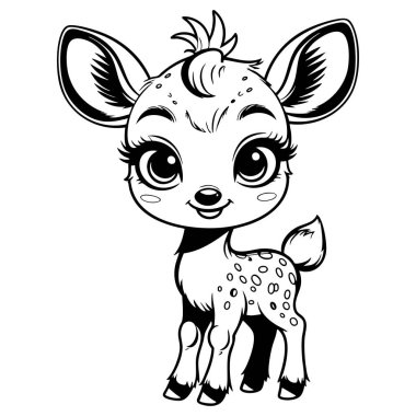 Büyük gözleri ve benekleri olan sevimli bebek geyikler çocukları boyamak için mükemmel.