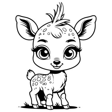 Çocuklar için benekli küçük geyik boyama sayfası