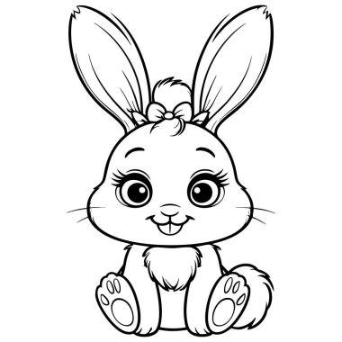 Büyük gözlü tatlı tavşan çizgi film stili çocukların eğlencesi için harika.