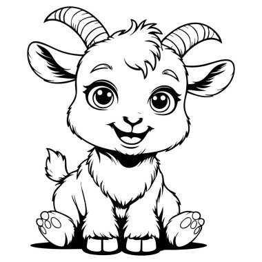 Sevimli bebek keçi çizgi film stili çocuk boyama kitabı için harika.