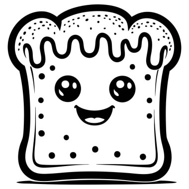 Çocuklar için eğlenceli kawaii ekmek dilimleri boyama sayfası