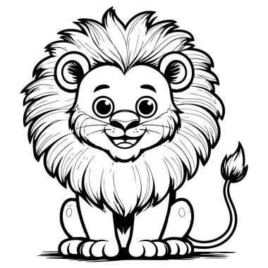 Çocuklar için eğlenceli kawaii aslan boyama sayfası