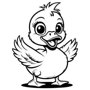 Renkli çocuklar için mükemmel kanatları olan sevimli ördek yavrusu.