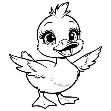 Güzel ördek yavrusu kanatları açık gülümsüyor.