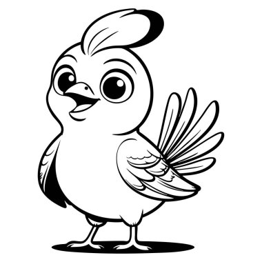 Kanatları açık neşeli bir kuş ve ayakta duran tatlı bir ifade