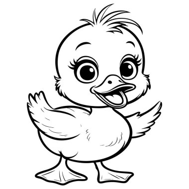 Kreş çocukları için mükemmel kanatları olan neşeli yavru ördek.