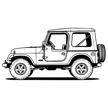 Klasik cip aracının basit çizgisi çocukları boyamak ve araba sevenler için mükemmel.