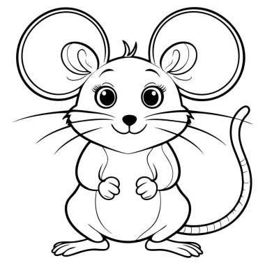 Çocuklar ve hayvan severler için mükemmel kulakları olan sevimli bir farenin eğlenceli renkli sayfası.