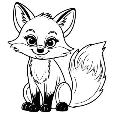 Tüylü kuyruklu sevimli bir tilkinin boyama sayfası çocuklar ve doğa severler için harika.